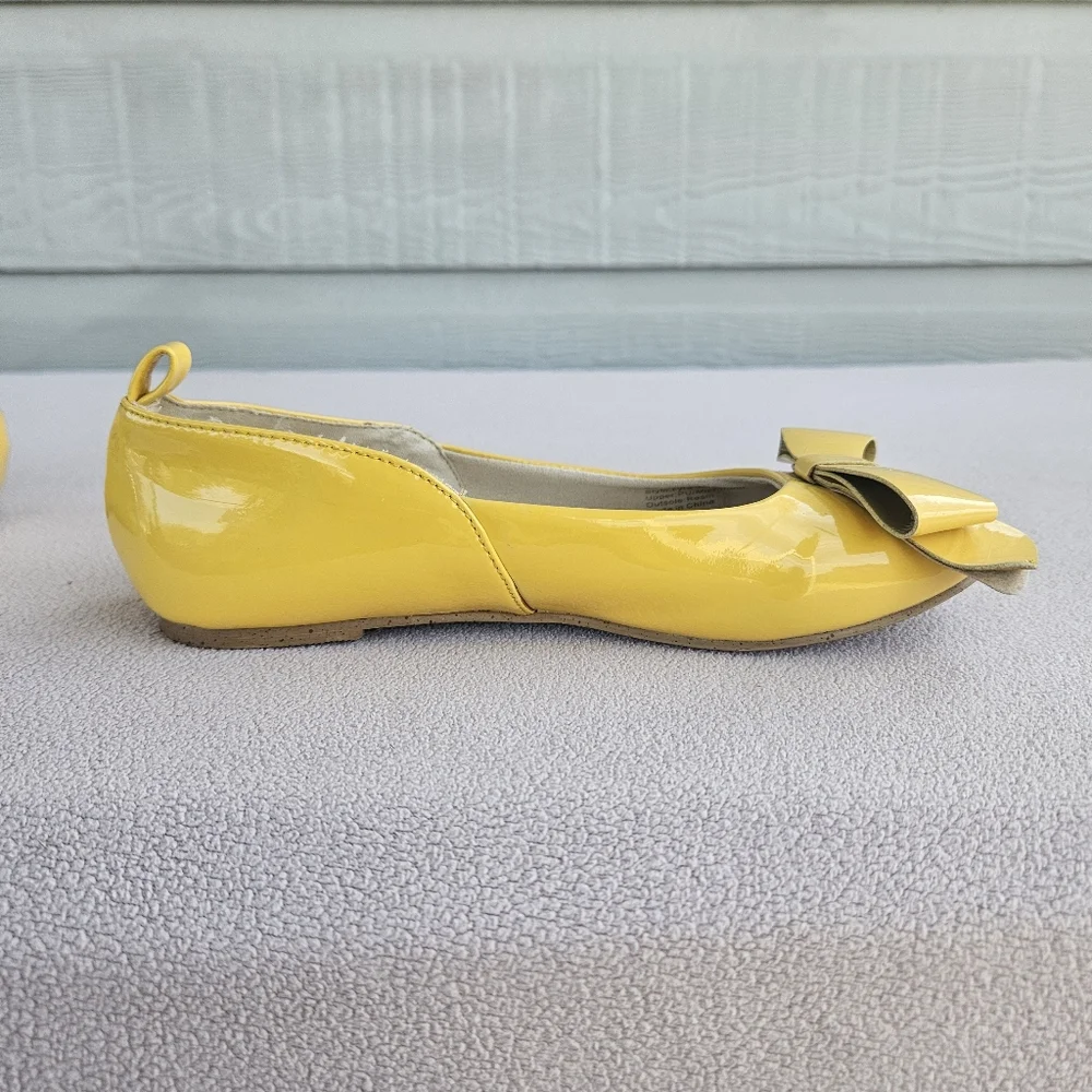Joyfolie Lyra Yellow Peep Toe Bow Flat Girl Youth SZ 1 Spring Formal Dress